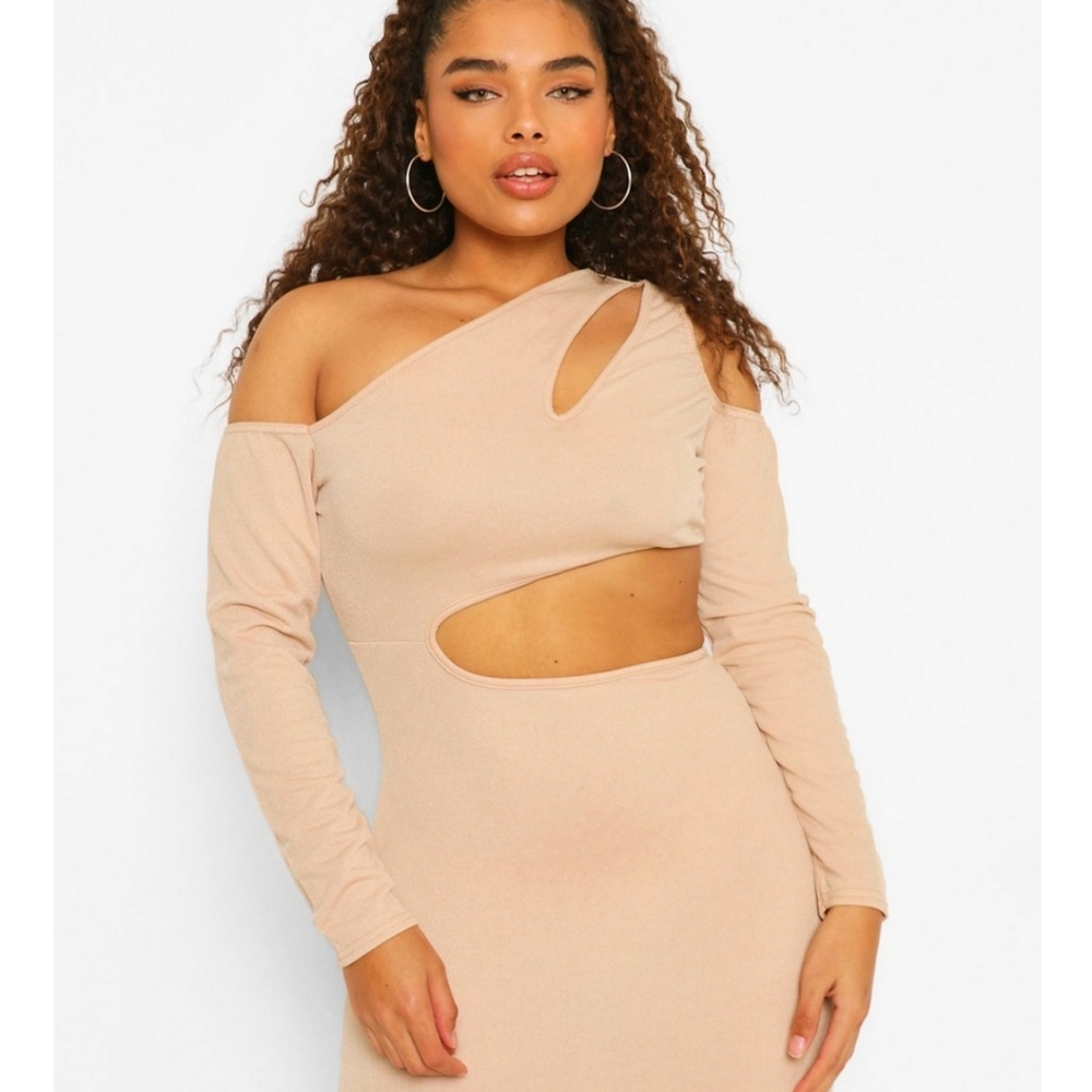 Plus Size Cutout Side Long Sleeve Bodycon dress